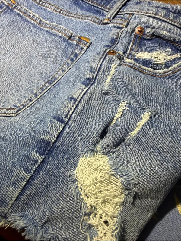 Abercrombie & Fitch Blue Distressed Denim Cutoff Shorts - Image 11