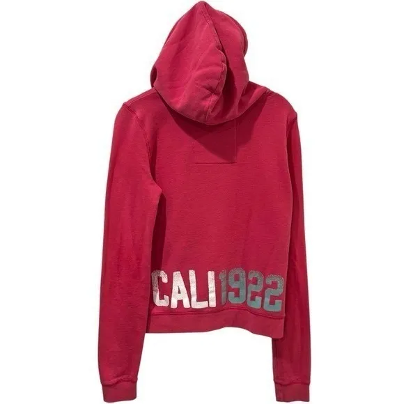 Y2K Hollister Spellout Pink Hooded Pullover Comfort Collegiate Coastal Size M - Image 5