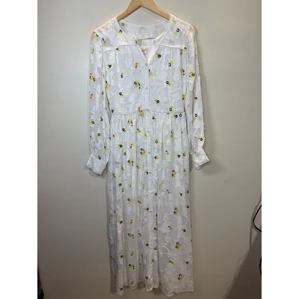 Sister Paul & Joe Maxi Dress Womens 34 Off White Floral La Crima Long Sleeve NWT - Image 4