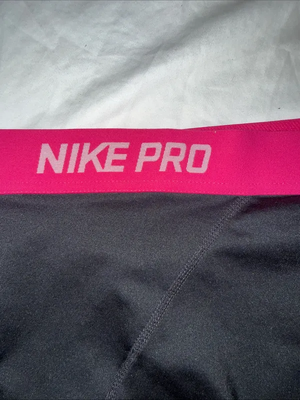 Nike Pro Black Bike Shorts with Pink Waistband Dri fit extra large spandex - Image 4