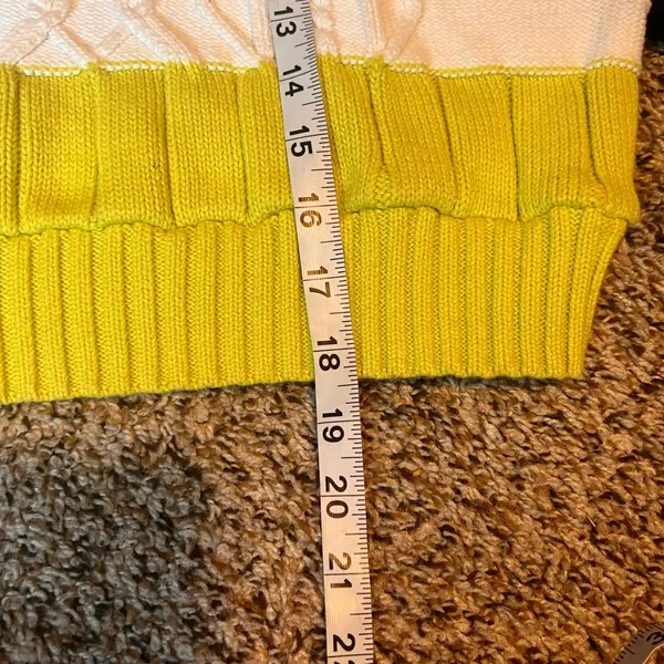 Kendall‎ & Kylie Color Block Cable Knit Cropped Sweater Small White Black Yellow - Image 5