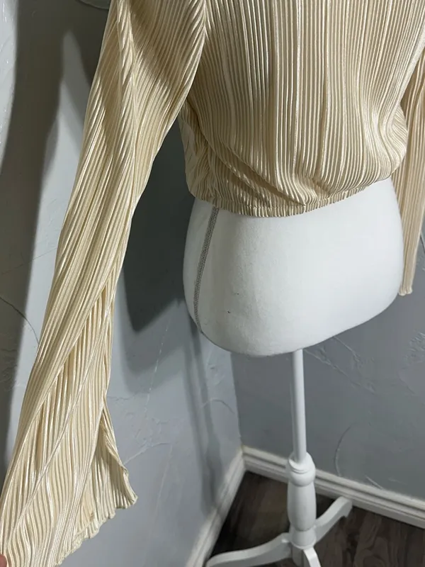 12th Tribe Cream Cropped Wrap Top - Image 9