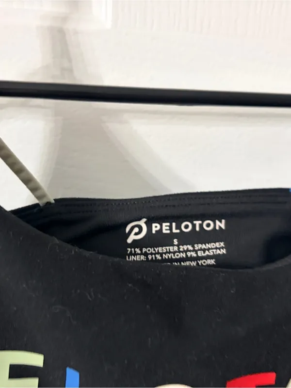 Peloton Black Sports Bra with Multicolor Lettering - Image 3