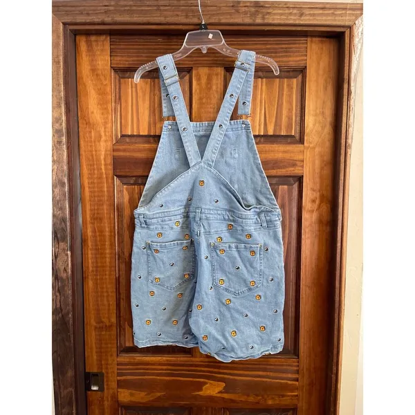 Disney Winnie the Pooh and honeybee embroidered overall shorts size 2X - Image 4