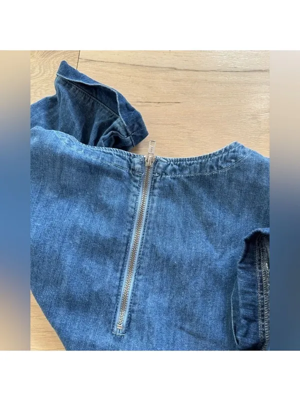 Topshop Moto Denim Blue Dress With Zipper Size 8 - Image 3