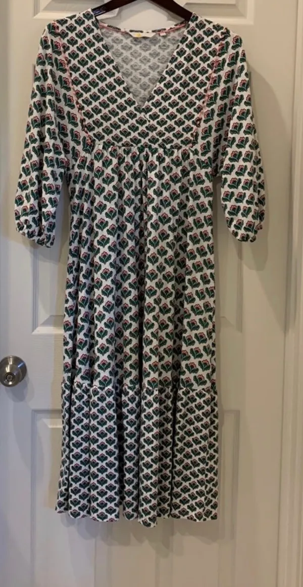 Boden Anita Jersey Midi Dress in Oriental Ivy Size 4 - Image 2