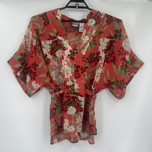 Emma Jame Boho 2 Piece Skirt Set Cottagecore Floral Rust Romantic Flowy Chiffon - Image 4