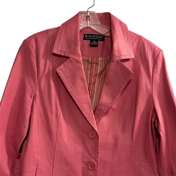Dialogue Women's Pink Leather Jacket Size M‎ - Image 4