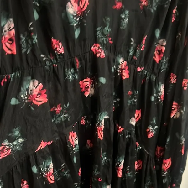 A New Day XL Y2k Fairy Whimsigoth Long Sleeve Dropped Waist Mini A-Line Dress -Black flora - Image 5