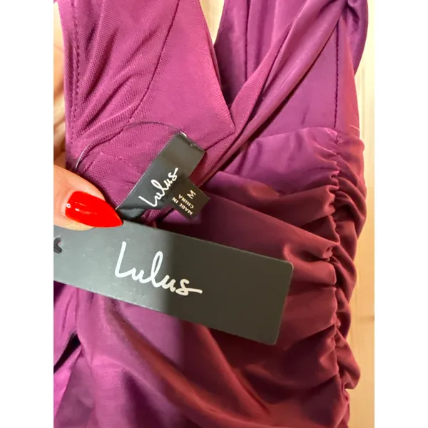 NWT Lulus Zaniya Plum Ruched Halter Maxi Dress Bridesmaid Gala Banquet Size M - Image 7