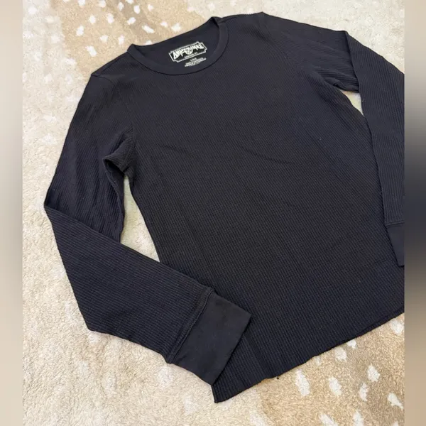 American Eagle black waffle knit long sleeve women’s size large - Image 4