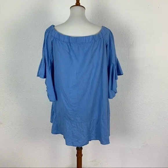 Zara Medium Blue Tunic Top Flowy Boho Minimalist Cottagecore Summer Style‎ - Image 5