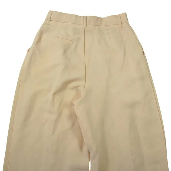 Zara Size 26 Cream High Waisted Wide Leg Pleated Trousers‎ Contemporary Chic - Image 9