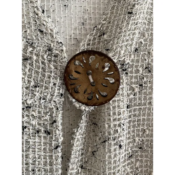 Nina Leonard Open Knit Mesh Cardigan Womens Size XL‎ Cream Boho Festival Minimal - Image 3
