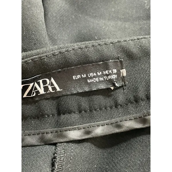 Zara Womens Black High Waisted Pintuck Straight Leg Trousers Dress Pants Size M - Image 5