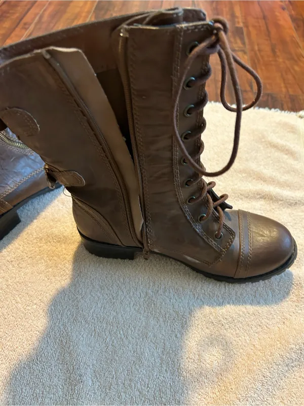 Brown Lace-Up Women’s Combat Boots - Image 3