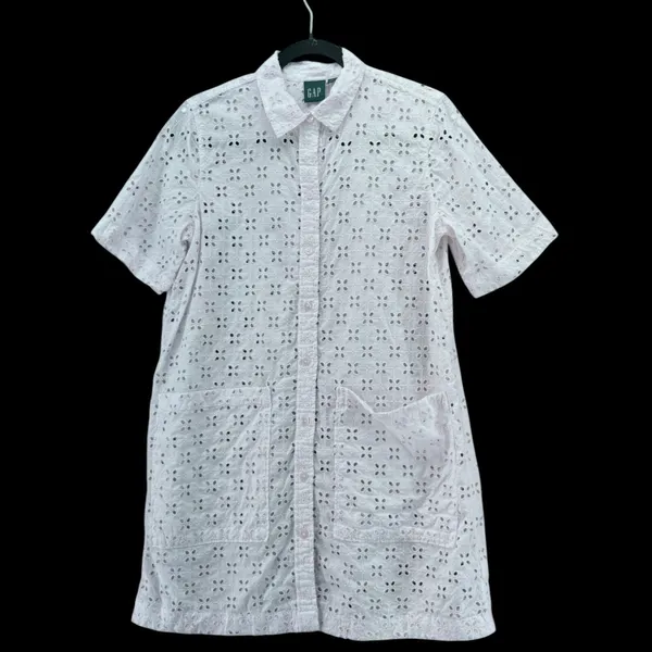 Gap Eyelet Shirt Dress‎ White Small - Image 3