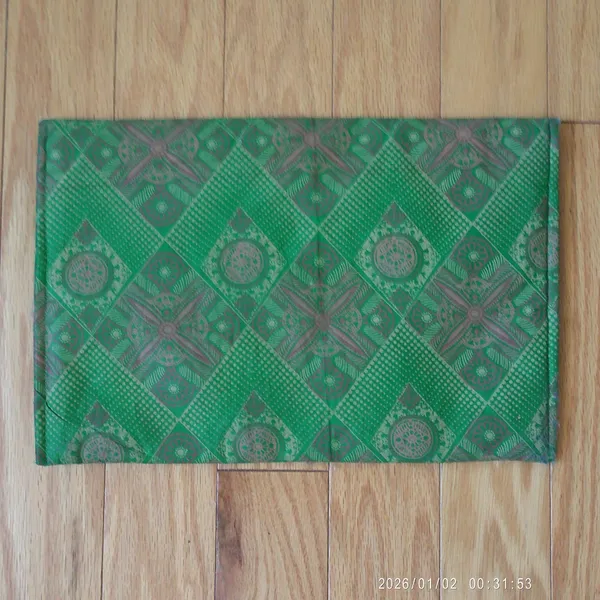 Mayamiko Cotton Boho Sustainable Geometric Padded Laptop Sleeve Case Green OS - Image 2