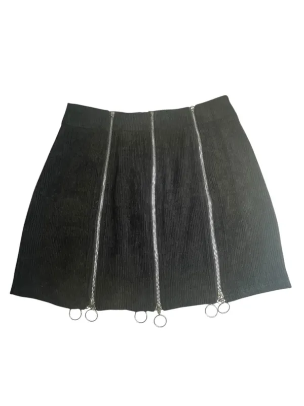 Deadstock: new Valfre ꥟ Lasso Mini Skirt ꥟ Black ꥟ Silver Zippers All Over ꥟ M ꥟ - Image 7