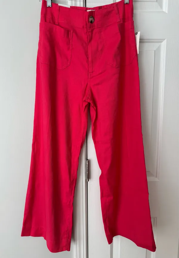Anthropologie Maeve The Colette Wide-Leg Cropped Linen Pants, Size 28 - Image 5