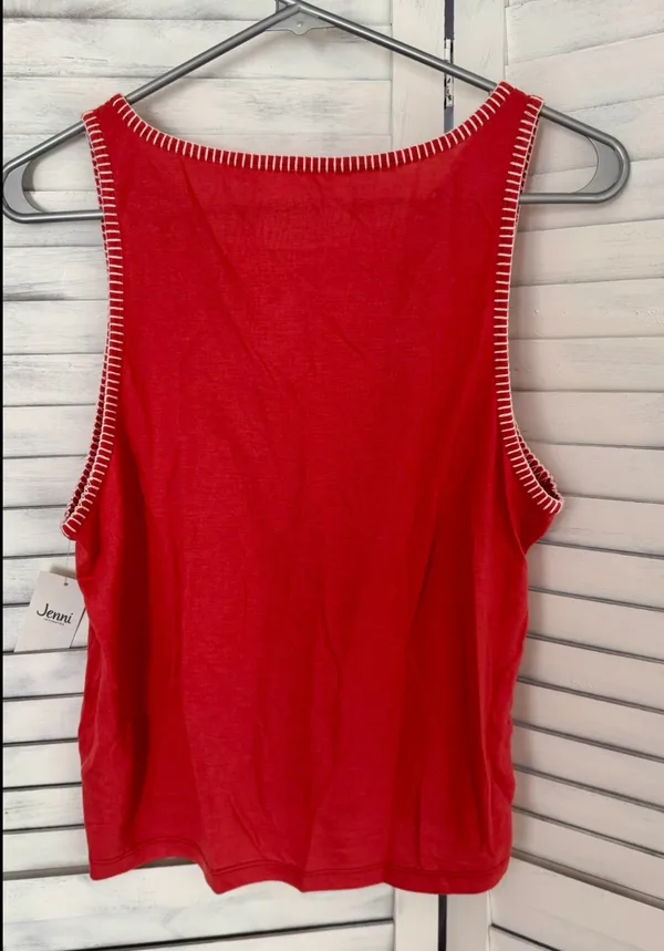 Sleeveless Sleep Top, Medium Red - Image 2