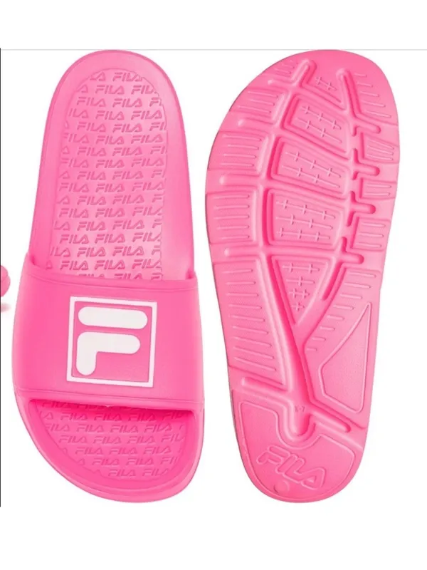 Fila Big Box Logo Slides Sandals Neon Pink Size 9 - Image 2