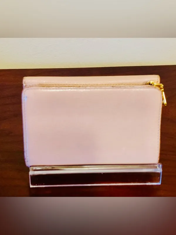 Miu Miu Madras Fiocco Trifold Wallet Blush Pink Leather Bow COA Authentic -EUC - Image 3