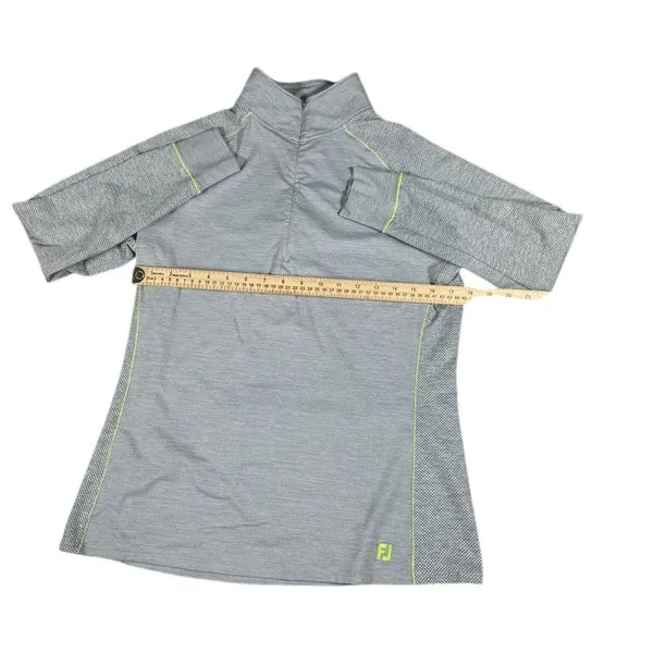 FootJoy FJ Gray Athletic Quarter Zip Pullover Golf Top‎ Neon Accent Performance - Image 3