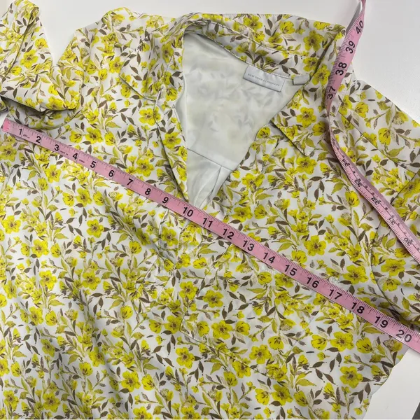 Imperfect yellow floral pocket dress vneck pointed collar lined‎ bright bohemian - Image 6