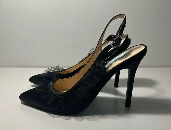 Betsey Johnson Blue Mia Lace Slingback Pumps Heels - Image 5