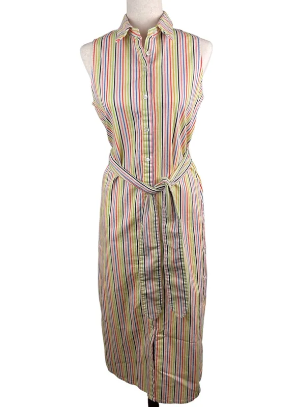 Tuckernuck Pomander Place Rainbow Stripe Sleeveless Riley Dress Medium Preppy - Image 3