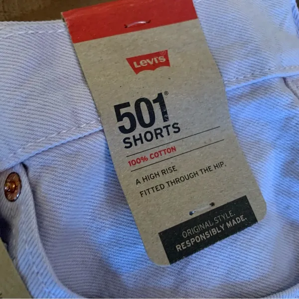 Levis 501 Purple Shorts High Rise Women's Size 32 Button Fly New lavender - Image 5