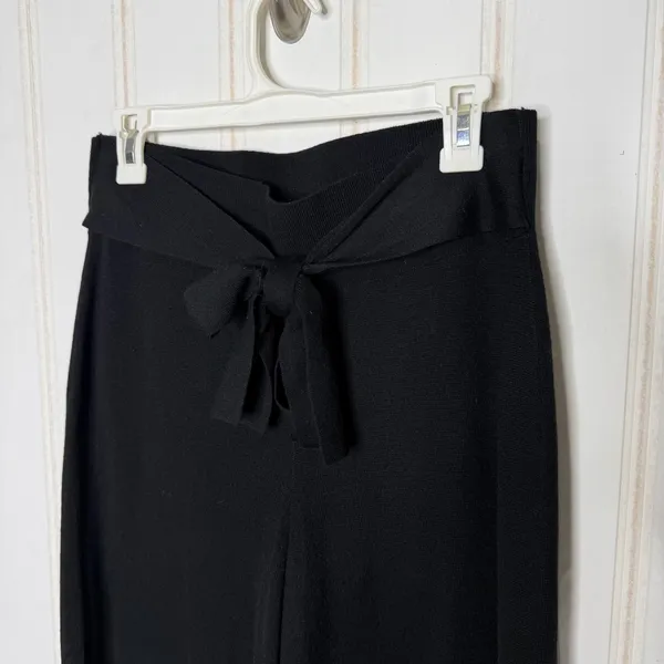 Moth by Anthropologie Black Wide Leg Knit Pants Tie Waist Size S - Image 5