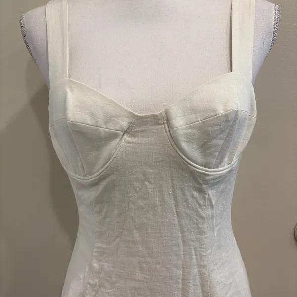 Solid & Striped Carolina Linen-Blend Mini Dress Cream XS Beach Boho Bachelorette - Image 5