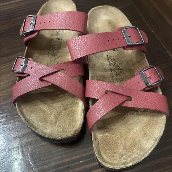 Birki's by Birkenstock Nepal Crisscross Sandals Buffalo Red 38 L 7 M5 - Image 3
