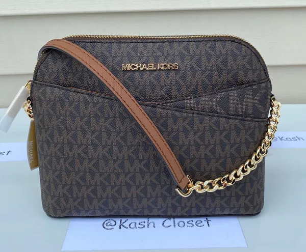 Michael Kors JET Set Travel Dome Medium Crossbody Bag - Brown - Image 2