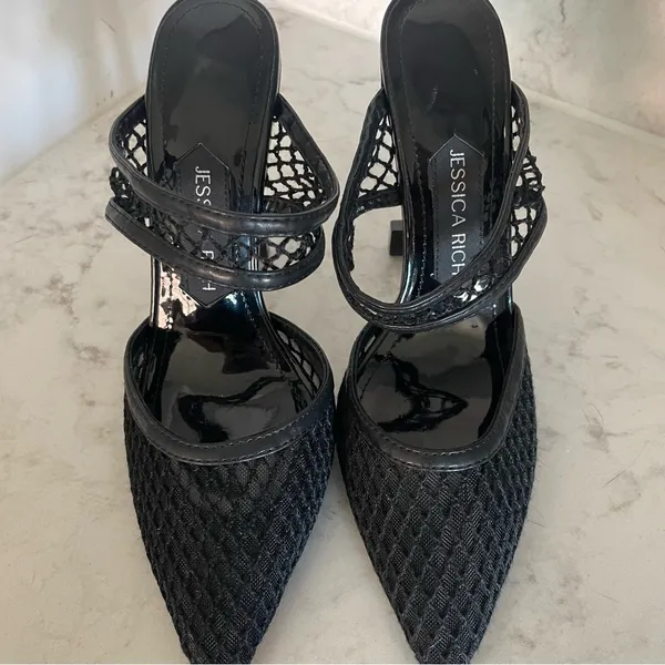 New! Jessica Rich Ysabelle Fishnet Pointed Toe Heels in‎ Black Sz 37 US 6.5 - Image 4