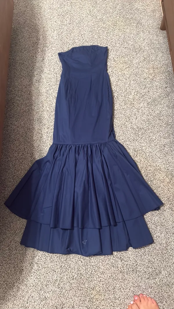 babyboo maxi navy ruffle dress - Image 3