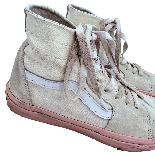 Vans Women's Sk8 Hi Tapered Sneakers Cream & Pink Size Men's 7.5 Women's 9 - Image 2