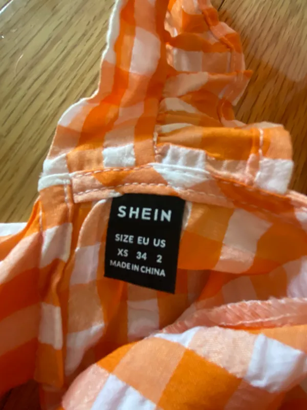 SheIn Orange Checkered Dress - Image 4