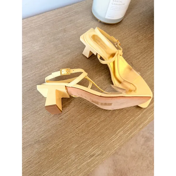 Tory Burch Lucite T-Heel Sandal Womens Pale Yellow Size 8M - Image 6