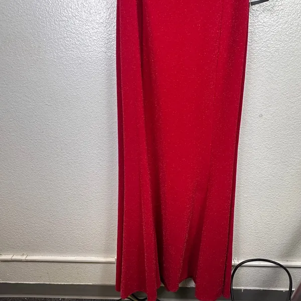 Adrianna‎ Papell Metallic Knit Cowl Back Gown True Red Womens 14 NWT - Image 5