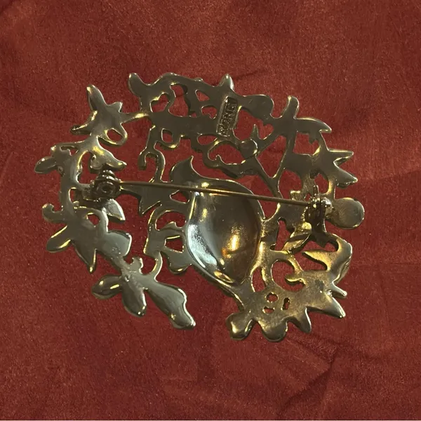 Vintage Monet Partridge In A Pear Tree Enamel & Rhinestones Brooch. - Image 2