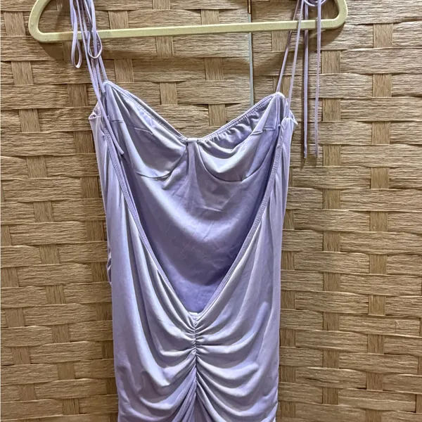 Lucy In the Sky Lilac Ruched Mini Dress Size M NWOT - Image 4