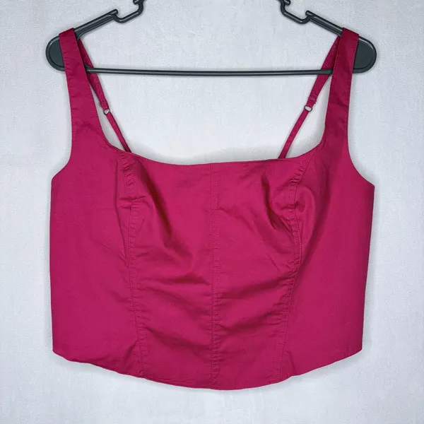 Abercrombie & Fitch Pink Poplin Crop Top - Image 4