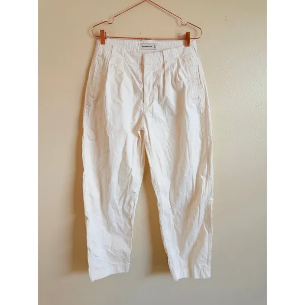 Abercrombie & Fitch Pants Women 4R White Pleated Tapered HR Chino Trousers‎ - Image 2