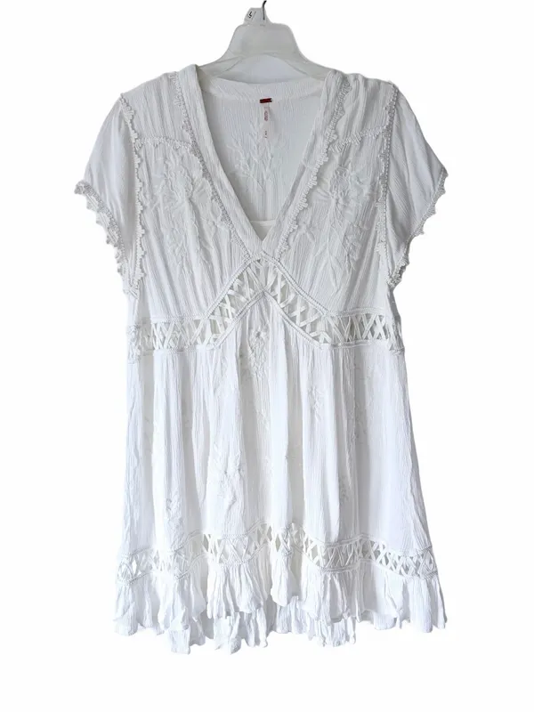 Free People Marissa White Embroidered Mini Dress size small Boho Festival - Image 3