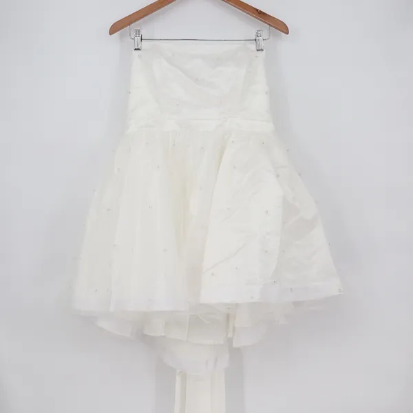 Showpo Cailene Ivory Strapless Pearl Mini Dress with Bow Train Size 12 - Image 2
