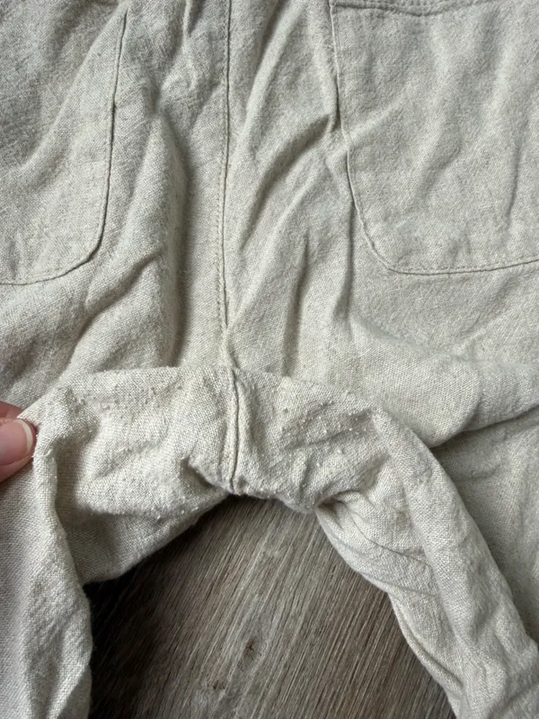 Old Navy Relaxed Linen Beach Pants Lounge Pants High Rise Straight Leg Beige Tan - Image 11