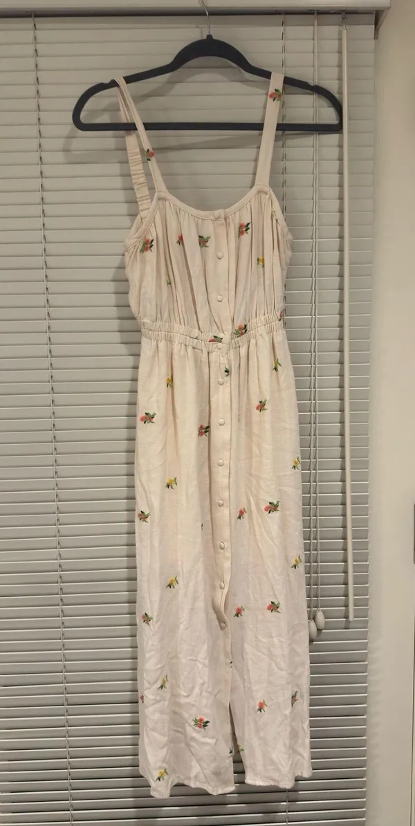 Dex Button Front Cami Midi Dress Beige Floral White - Image 2